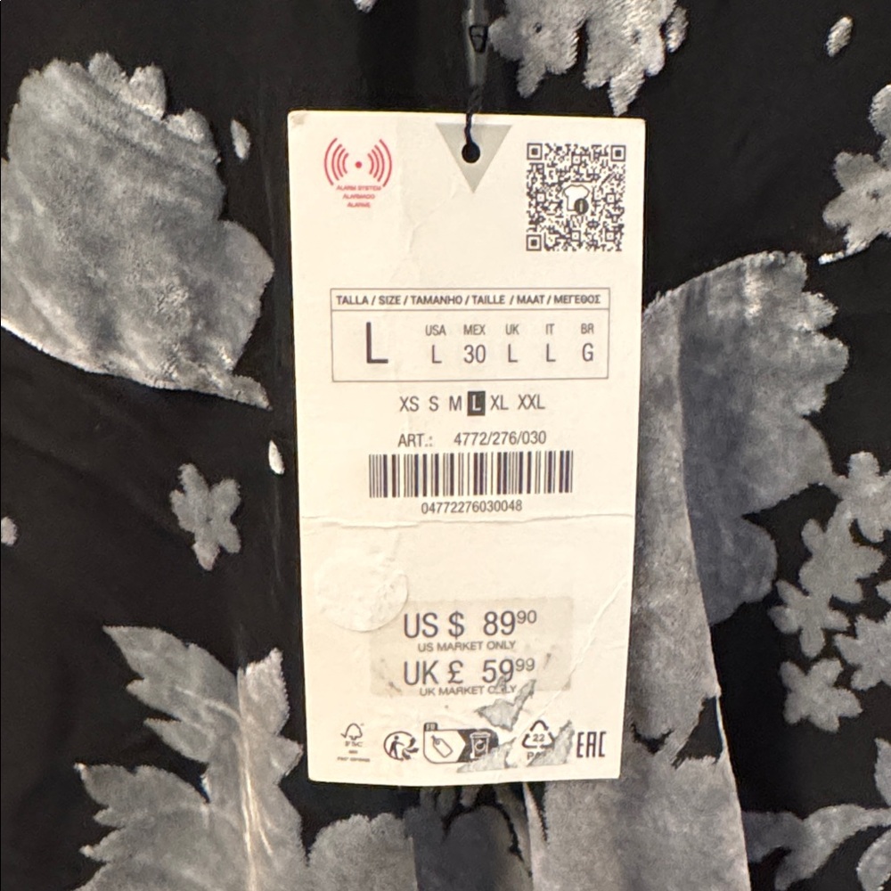 NWT Zara Black and Gray Floral Dress - Picture 3 of 7